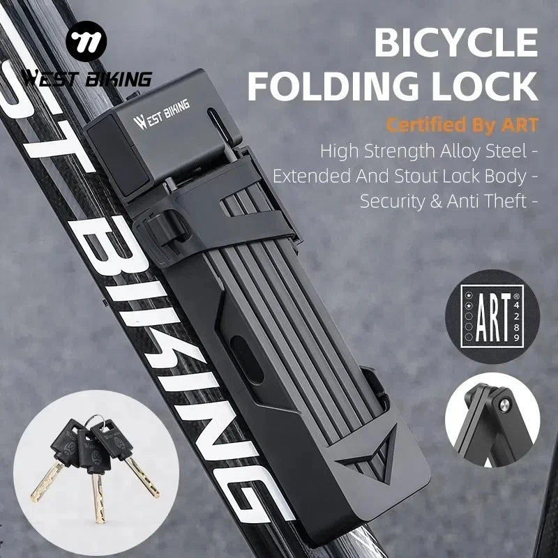 WEST BIKING Foldable Bike Lock Portable Anti-Theft Security Folding Padlock for MTB Road Bike E-bike Scooter Bicycle Accessories