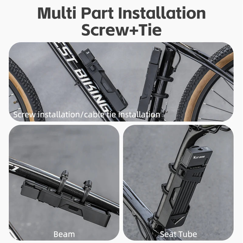 WEST BIKING Foldable Bike Lock Portable Anti-Theft Security Folding Padlock for MTB Road Bike E-bike Scooter Bicycle Accessories