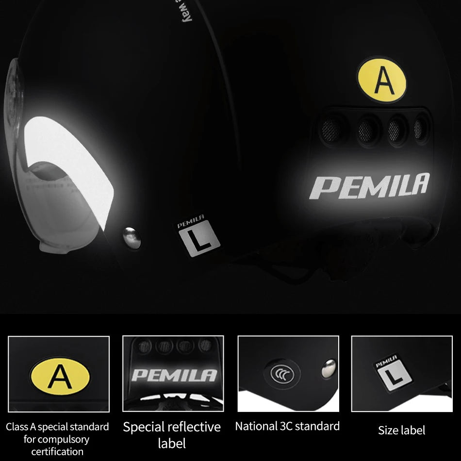 Casco de Ciclismo PEMILA con Gafas — MTB, Carretera y E-Bike, Unisex
