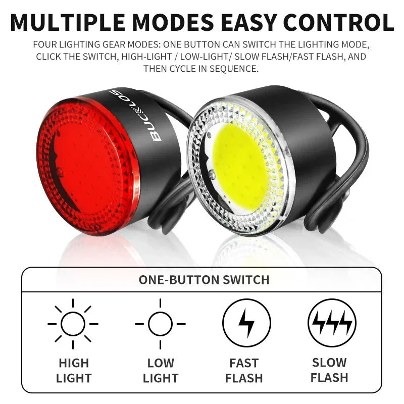 Kit de Luces Bicicleta COB 500lm — Delantera y Trasera, Carga USB