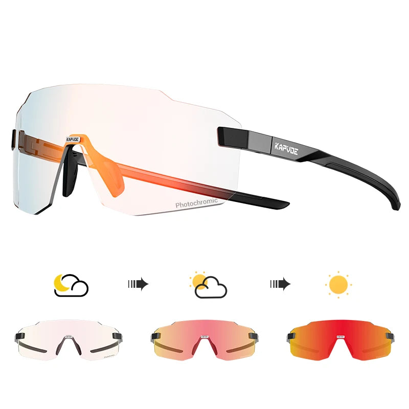 KAPVOE Photochromic Cycling Glasses Outdoor Bicycle Sunglasses Sports Eyewear Men MTB Cycling Sunglasses Women Road Bike Glasses